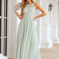 A-line Halter Sleeveless Long/Floor-Length Chiffon Bridesmaid Dresses With Pleated Emilia DEP0025325