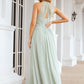 A-line High-Neck Sleeveless Long/Floor-Length Chiffon Bridesmaid Dresses With Pleated Katie DEP0025326