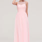 Sleeveless Chiffon A-line/Princess Long/Floor-Length Wedding Party Bridesmaid Dresses With Pleated Lace Jazlyn DEP0025332