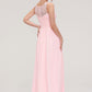 Sleeveless Chiffon A-line/Princess Long/Floor-Length Wedding Party Bridesmaid Dresses With Pleated Lace Jazlyn DEP0025332