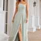 A-line One-Shoulder Sleeveless Long/Floor-Length Chiffon Bridesmaid Dresses With Split Ximena DEP0025333