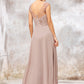 Illusion Neck Long/Floor-Length Chiffon A-line/Princess Bridesmaid Dresses  With Sequins Pleated Beading Jocelyn DEP0025334