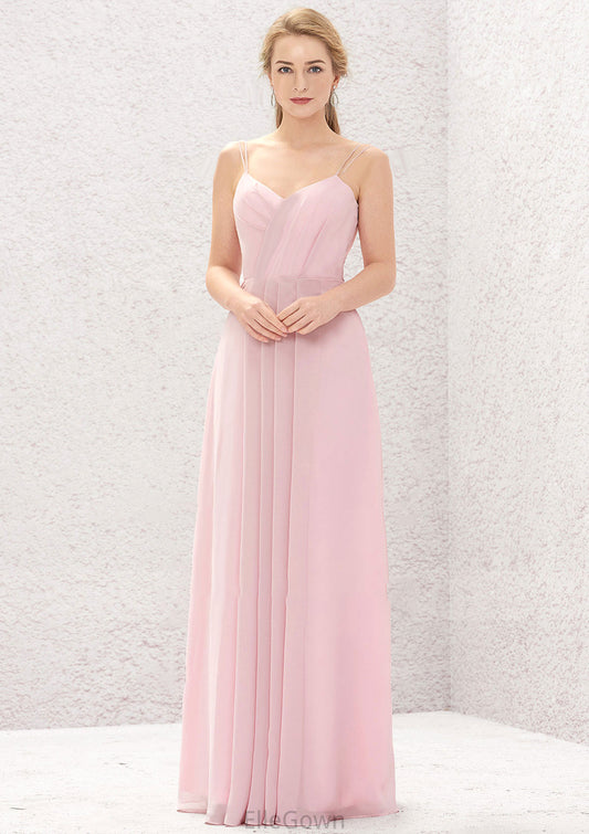 A-line Sweetheart Sleeveless Long/Floor-Length Chiffon Bridesmaid Dresses With Pleated Chloe DEP0025335