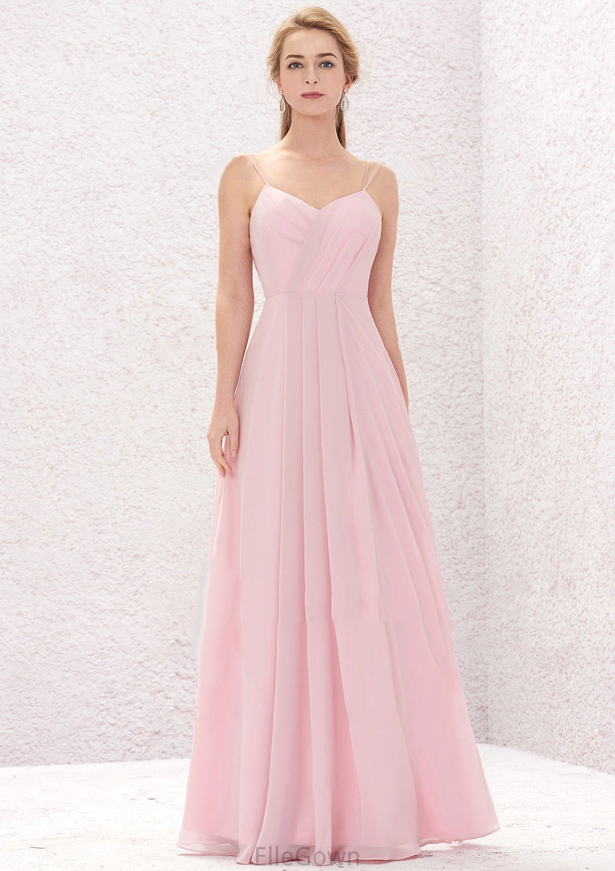 A-line Sweetheart Sleeveless Long/Floor-Length Chiffon Bridesmaid Dresses With Pleated Chloe DEP0025335