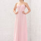 A-line Sweetheart Sleeveless Long/Floor-Length Chiffon Bridesmaid Dresses With Pleated Chloe DEP0025335