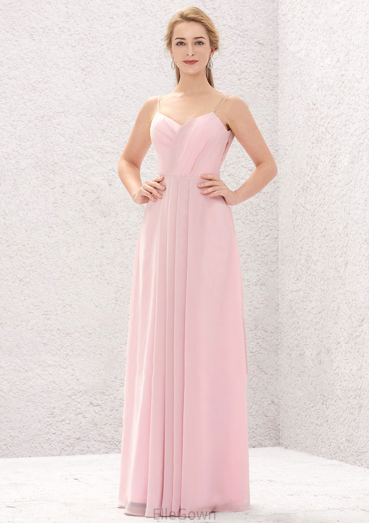 A-line Sweetheart Sleeveless Long/Floor-Length Chiffon Bridesmaid Dresses With Pleated Chloe DEP0025335