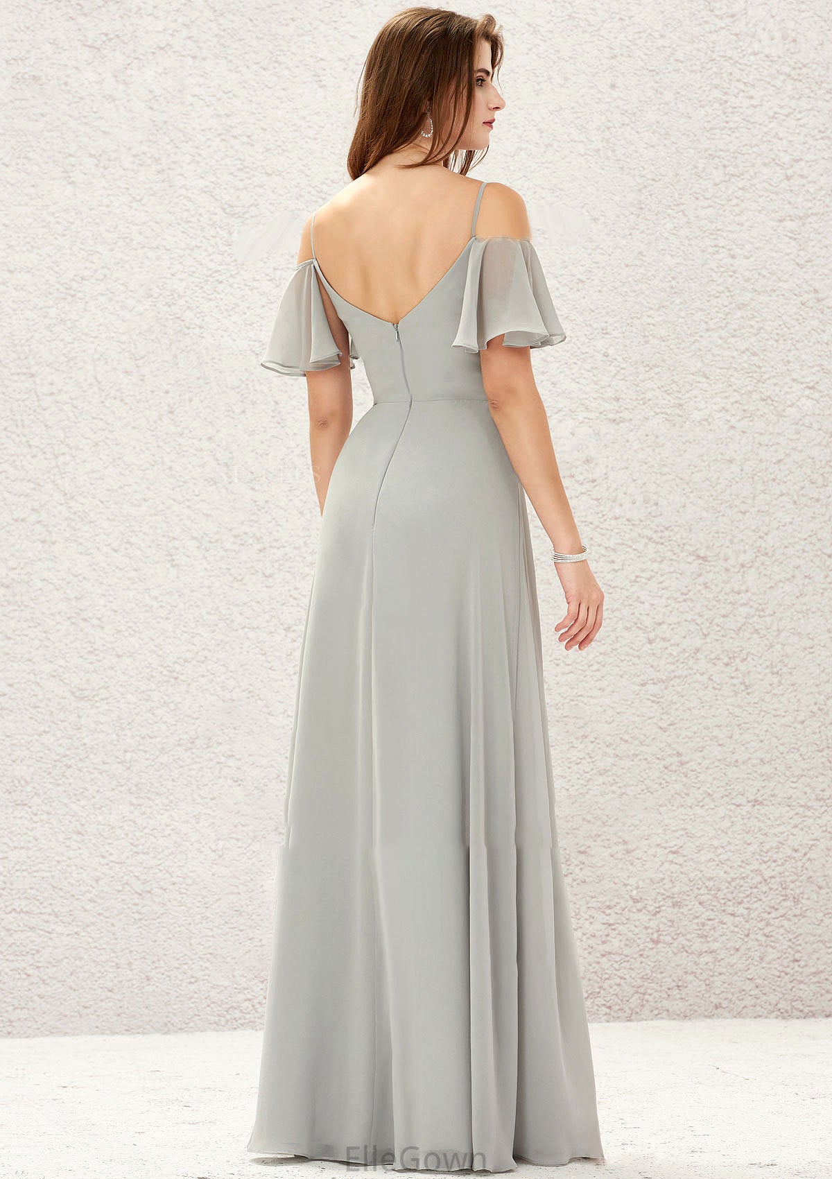 A-line Sweetheart Short Sleeve Long/Floor-Length Chiffon Bridesmaid Dresses With Pleated Susan DEP0025338