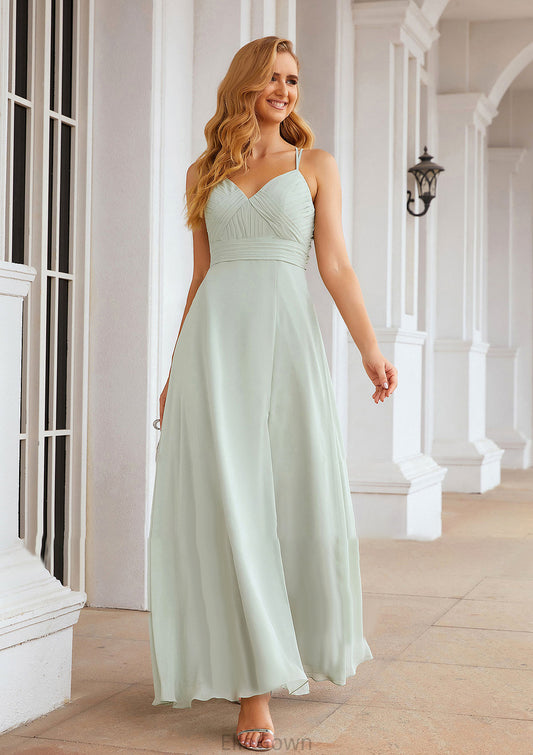 A-line Sweetheart Sleeveless Long/Floor-Length Chiffon Bridesmaid Dresses With Pleated Split.co.uk Hannah DEP0025339