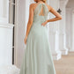 A-line Sweetheart Sleeveless Long/Floor-Length Chiffon Bridesmaid Dresses With Pleated Split.co.uk Hannah DEP0025339