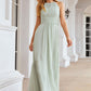 A-line Halter Sleeveless Long/Floor-Length Chiffon Bridesmaid Dresses With Pleated Alyson DEP0025342