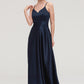 V Neck Sleeveless Long/Floor-Length Satin A-line/Princess Bridesmaid Dresseses Priscilla DEP0025345