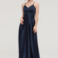 V Neck Sleeveless Long/Floor-Length Satin A-line/Princess Bridesmaid Dresseses Priscilla DEP0025345