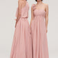 Sleeveless One-Shoulder Long/Floor-Length Chiffon A-line/Princess Bridesmaid Dresses With Pleated Flowers Mimi DEP0025346