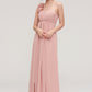 Sleeveless One-Shoulder Long/Floor-Length Chiffon A-line/Princess Bridesmaid Dresses With Pleated Flowers Mimi DEP0025346