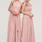 Sleeveless One-Shoulder Long/Floor-Length Chiffon A-line/Princess Bridesmaid Dresses With Pleated Flowers Mimi DEP0025346