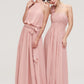 Sleeveless One-Shoulder Long/Floor-Length Chiffon A-line/Princess Bridesmaid Dresses With Pleated Flowers Mimi DEP0025346