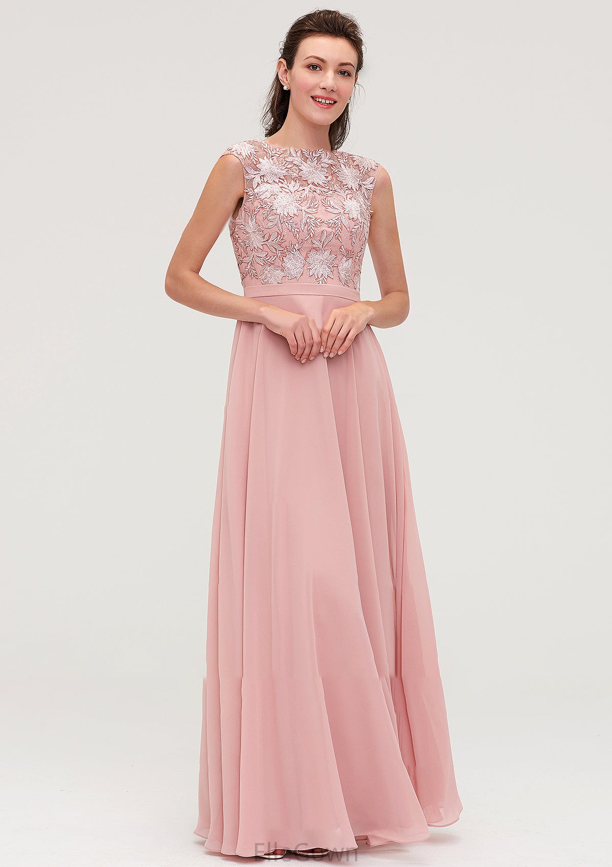 Sleeveless Chiffon A-line/Princess Long/Floor-Length Bridesmaid Dresseses With Sashes Appliqued Bethany DEP0025348