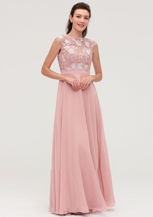 Sleeveless Chiffon A-line/Princess Long/Floor-Length Bridesmaid Dresseses With Sashes Appliqued Bethany DEP0025348