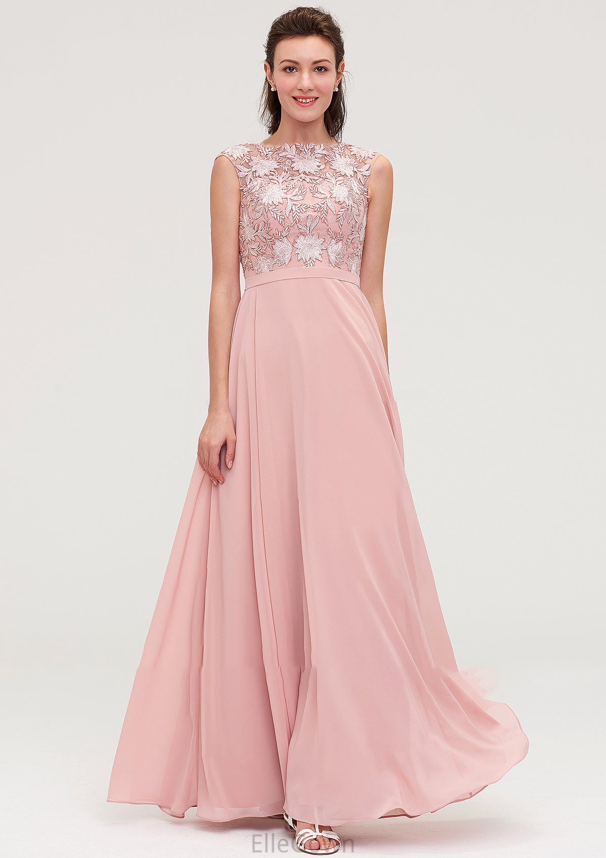 Sleeveless Chiffon A-line/Princess Long/Floor-Length Bridesmaid Dresseses With Sashes Appliqued Bethany DEP0025348