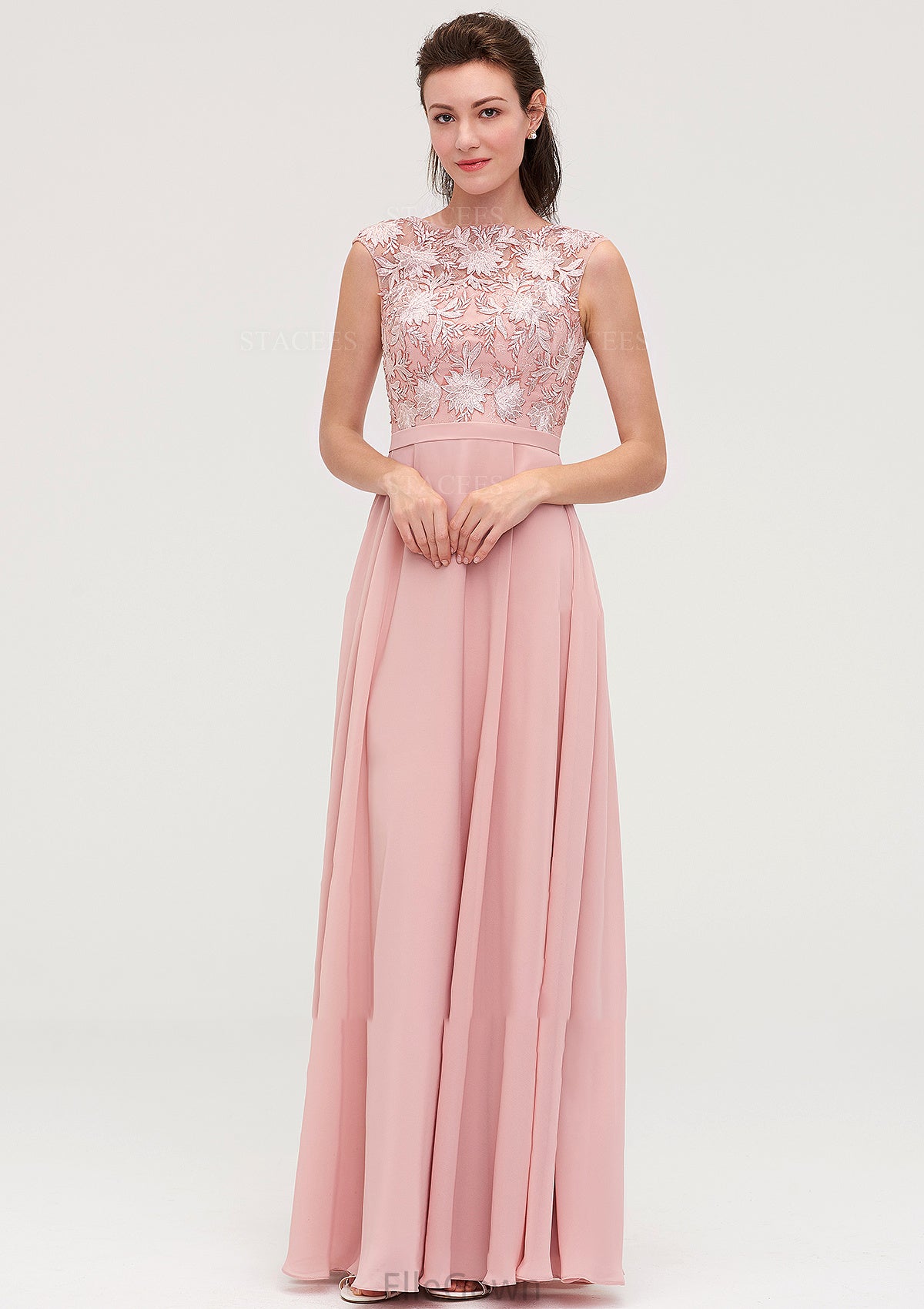 Sleeveless Chiffon A-line/Princess Long/Floor-Length Bridesmaid Dresseses With Sashes Appliqued Bethany DEP0025348