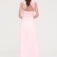 Sleeveless Scoop Neck Chiffon A-line/Princess Long/Floor-Length Bridesmaid Dresseses With Split Lace Alyson DEP0025349