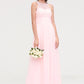 Sleeveless Scoop Neck Chiffon A-line/Princess Long/Floor-Length Bridesmaid Dresseses With Split Lace Alyson DEP0025349