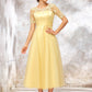 Short Sleeve A-line/Princess Tulle Bateau Bridesmaid Dresses With Lace Appliqued Aryana DEP0025351