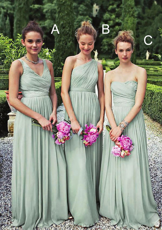 Pleated Sleeveless Floor-Length A-Line Combination Gentle Bridesmaid Dresseses Ximena DEP0025353