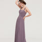 Square Neckline Sleeveless Chiffon Long/Floor-Length A-line/Princess Bridesmaid Dresses With Pleated Dalia DEP0025356