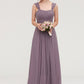 Square Neckline Sleeveless Chiffon Long/Floor-Length A-line/Princess Bridesmaid Dresses With Pleated Dalia DEP0025356