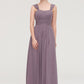 Square Neckline Sleeveless Chiffon Long/Floor-Length A-line/Princess Bridesmaid Dresses With Pleated Dalia DEP0025356