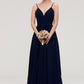 Sleeveless V Neck A-line/Princess Chiffon Long/Floor-Length Bridesmaid Dresseses With Pleated Braelyn DEP0025357