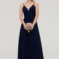 Sleeveless V Neck A-line/Princess Chiffon Long/Floor-Length Bridesmaid Dresseses With Pleated Braelyn DEP0025357