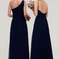 Sleeveless V Neck A-line/Princess Chiffon Long/Floor-Length Bridesmaid Dresseses With Pleated Braelyn DEP0025357