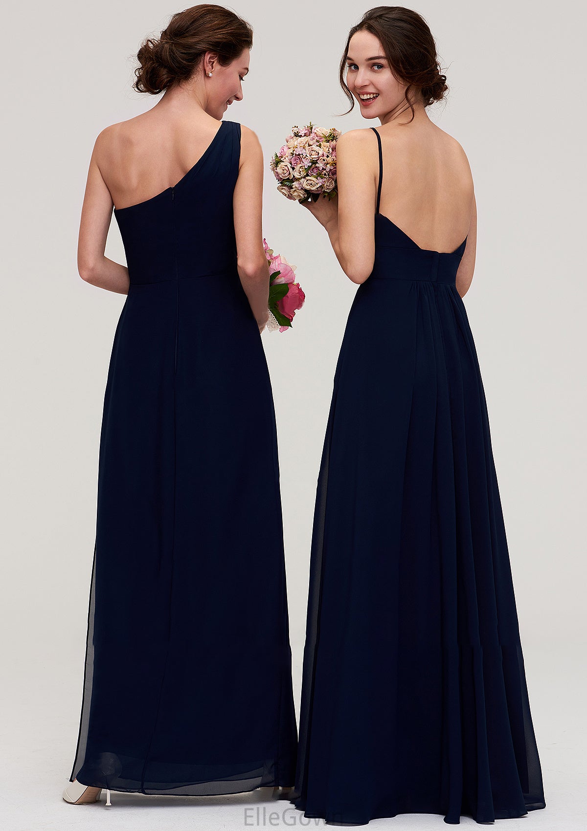 Sleeveless V Neck A-line/Princess Chiffon Long/Floor-Length Bridesmaid Dresseses With Pleated Braelyn DEP0025357