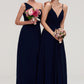 Sleeveless V Neck A-line/Princess Chiffon Long/Floor-Length Bridesmaid Dresseses With Pleated Braelyn DEP0025357