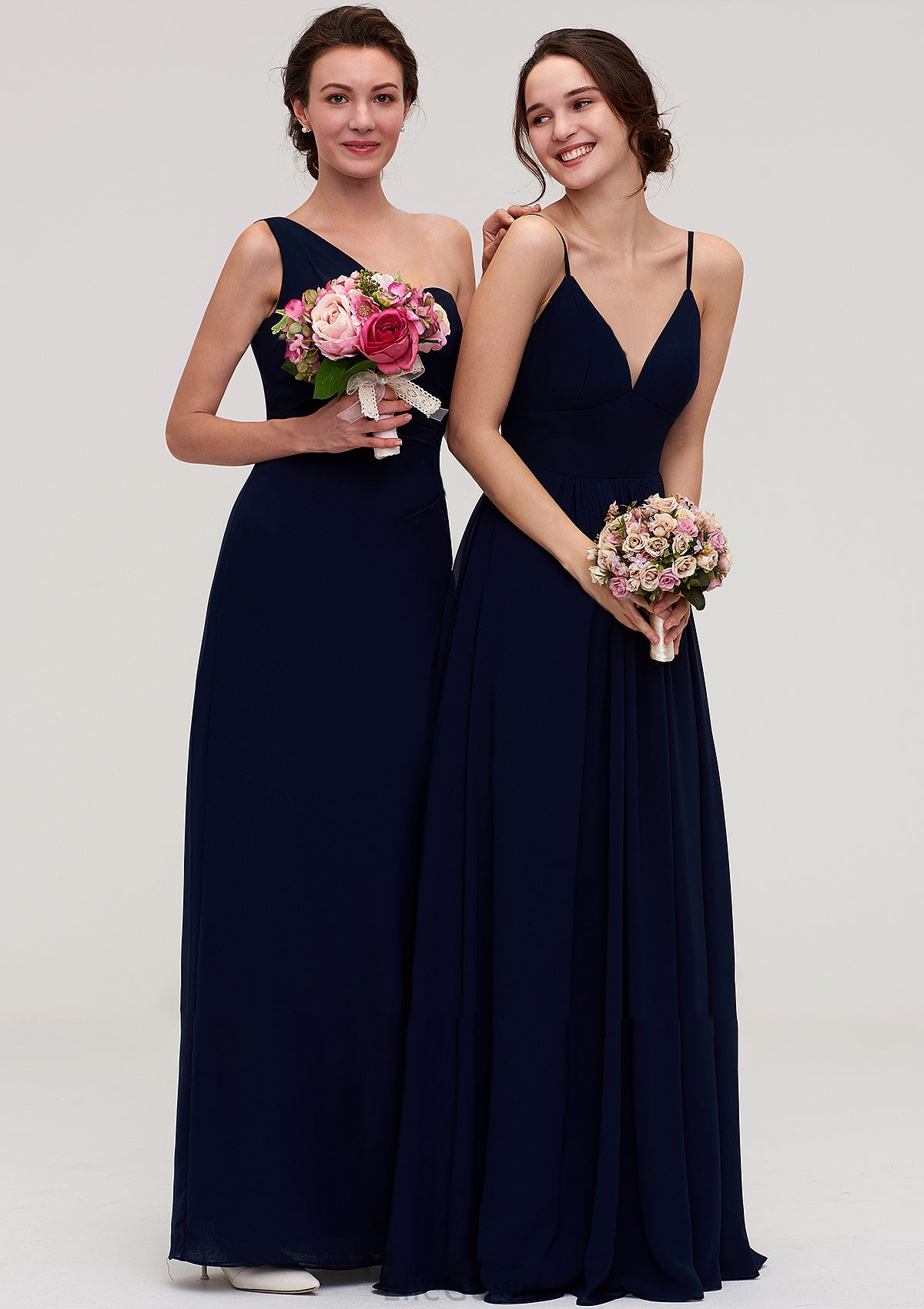 Sleeveless V Neck A-line/Princess Chiffon Long/Floor-Length Bridesmaid Dresseses With Pleated Braelyn DEP0025357