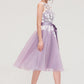 Bateau Sleeveless Organza Knee-Length A-line/Princess Bridesmaid Dresses With Sashes Lace Adeline DEP0025358