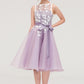 Bateau Sleeveless Organza Knee-Length A-line/Princess Bridesmaid Dresses With Sashes Lace Adeline DEP0025358