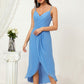 Sheath/Column Sweetheart Sleeveless Chiffon Asymmetrical Bridesmaid Dresses With Pleated Split Minnie DEP0025359