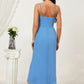 Sheath/Column Sweetheart Sleeveless Chiffon Asymmetrical Bridesmaid Dresses With Pleated Split Minnie DEP0025359