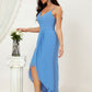 Sheath/Column Sweetheart Sleeveless Chiffon Asymmetrical Bridesmaid Dresses With Pleated Split Minnie DEP0025359