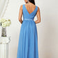 A-line V Neck Sleeveless Chiffon Long/Floor-Length Bridesmaid Dresses With Pleated Jaqueline DEP0025360