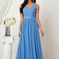 A-line V Neck Sleeveless Chiffon Long/Floor-Length Bridesmaid Dresses With Pleated Jaqueline DEP0025360