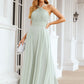 A-line Scalloped Neck Sleeveless Long/Floor-Length Chiffon Bridesmaid Dresses With Pleated Phoebe DEP0025366