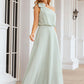 A-line One-Shoulder Sleeveless Long/Floor-Length Chiffon Bridesmaid Dresses With Shoulder Flower Lesly DEP0025369