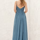 A-line V Neck Sleeveless Chiffon Long/Floor-Length Bridesmaid Dresses With Pleated Aylin DEP0025370