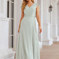 A-line V Neck Sleeveless Long/Floor-Length Chiffon Bridesmaid Dresses With Pleated Split Avery DEP0025372