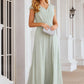 A-line V Neck Sleeveless Long/Floor-Length Chiffon Bridesmaid Dresses With Pleated Split Avery DEP0025372