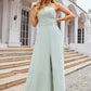 Sheath/Column One-Shoulder Sleeveless Long Chiffon Bridesmaid Dresseses With Pleated Waistband Split Kristen DEP0025373